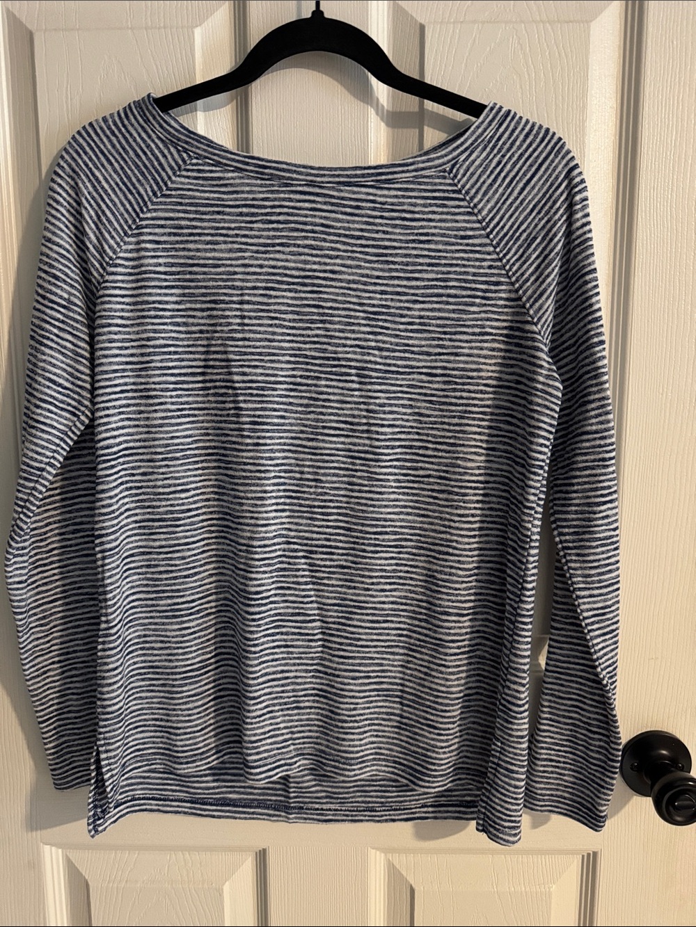 Banana Republic Navy and White Striped Boatneck Sweater